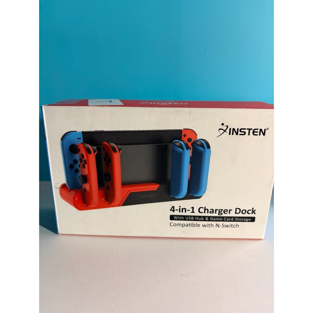 INSTEN 4-in-1 Charger Dock USB Hub & Game Card Storage for Nintendo Switch